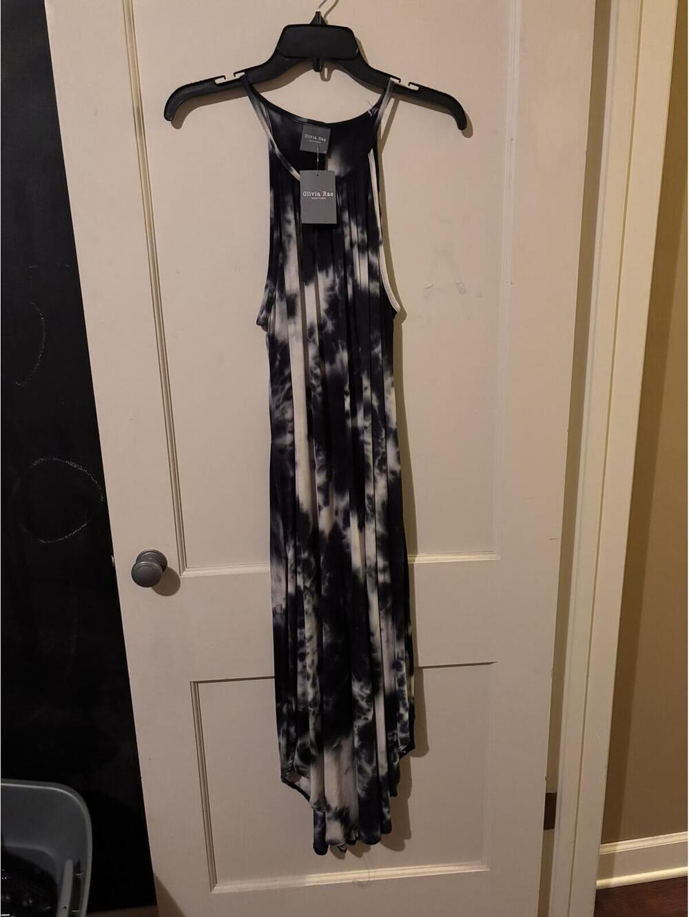 Olivia Rae Black and White Tie-Dye Sleeveless Dress